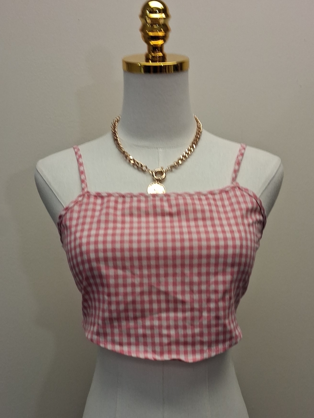 Shein Pink Gingham Crop Tank Top Kids Size 12/14
